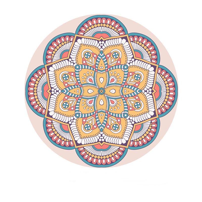 Mandala Muster Runder Teppich Boho Ethno Stil Heimdeko Teppich Geometrisches Design Modern Künstlerische Innenmatte für Wohnzimmer