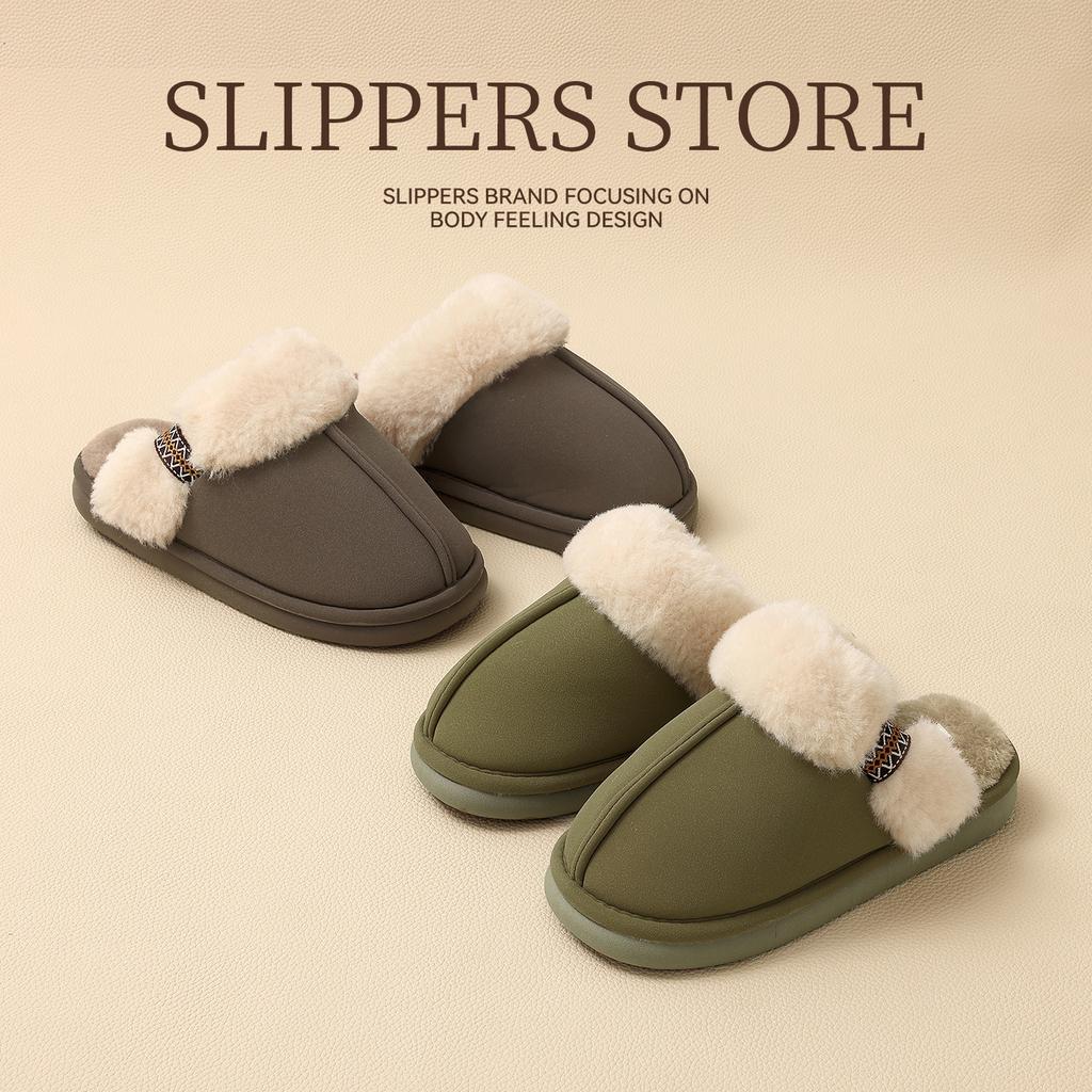 Autumn and winter cotton slippers couple indoor home household non-slip thick bottom warm stepping on shit plush