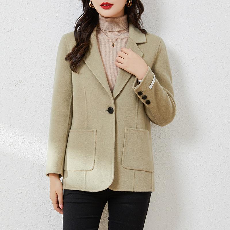 Autumn New Double-sided Wool Short Small Suit Coat Slim-fitting High-end Small Woolen Coat Women