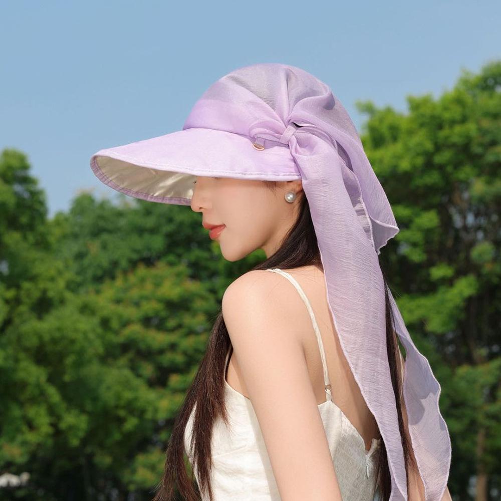 Women's UV Protection Summer Sun Hat with Neck Shawl & Ponytail Opening
