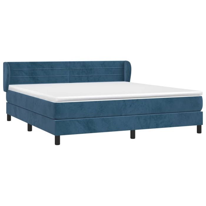 3127569 vidaXL Lit à sommier tapissier et matelas Bleu foncé 180x200cm Velours