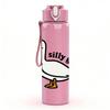 1PC Silly Goose Duck Cartoon 750ml Color Plastic Sports Water Bottle Leakproof Flip Straw Lid Suitable for Sports Office Home Use