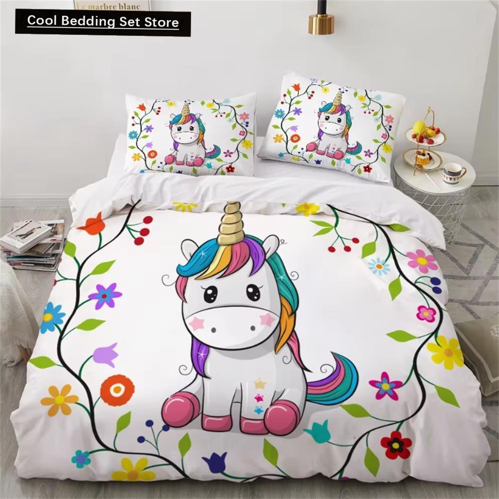

Детские комплекты постельного белья, подарки, комплекты пододеяльников с принтом единорога и красочной лошади для детей, девочек и мальчиков, 2/3 шт., розовые одеяла 140x200cm 3pcs