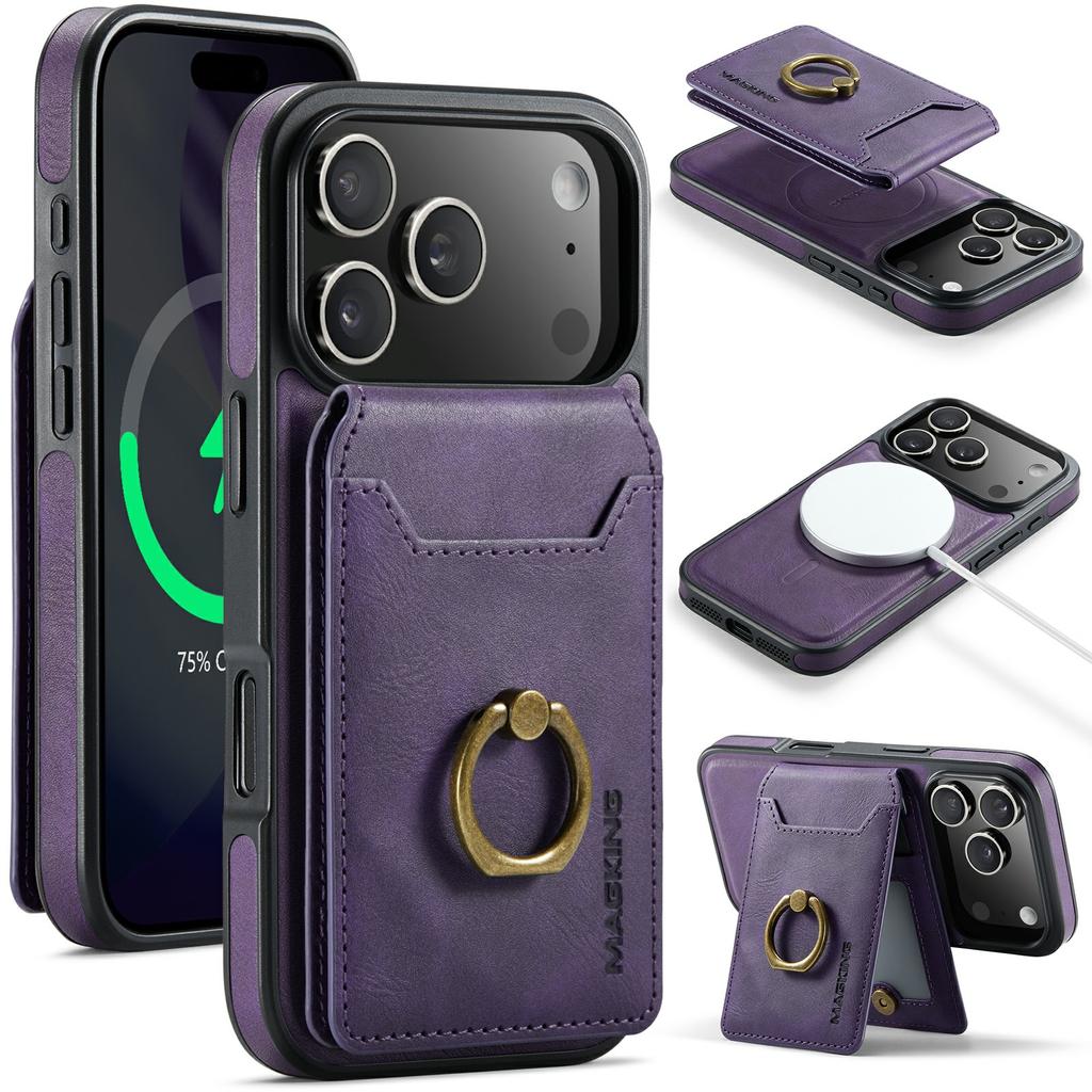 MAGKING K1 Series For iPhone 17 Pro Max Magnetic Case PC+TPU+PU Phone Cover with Card Holder