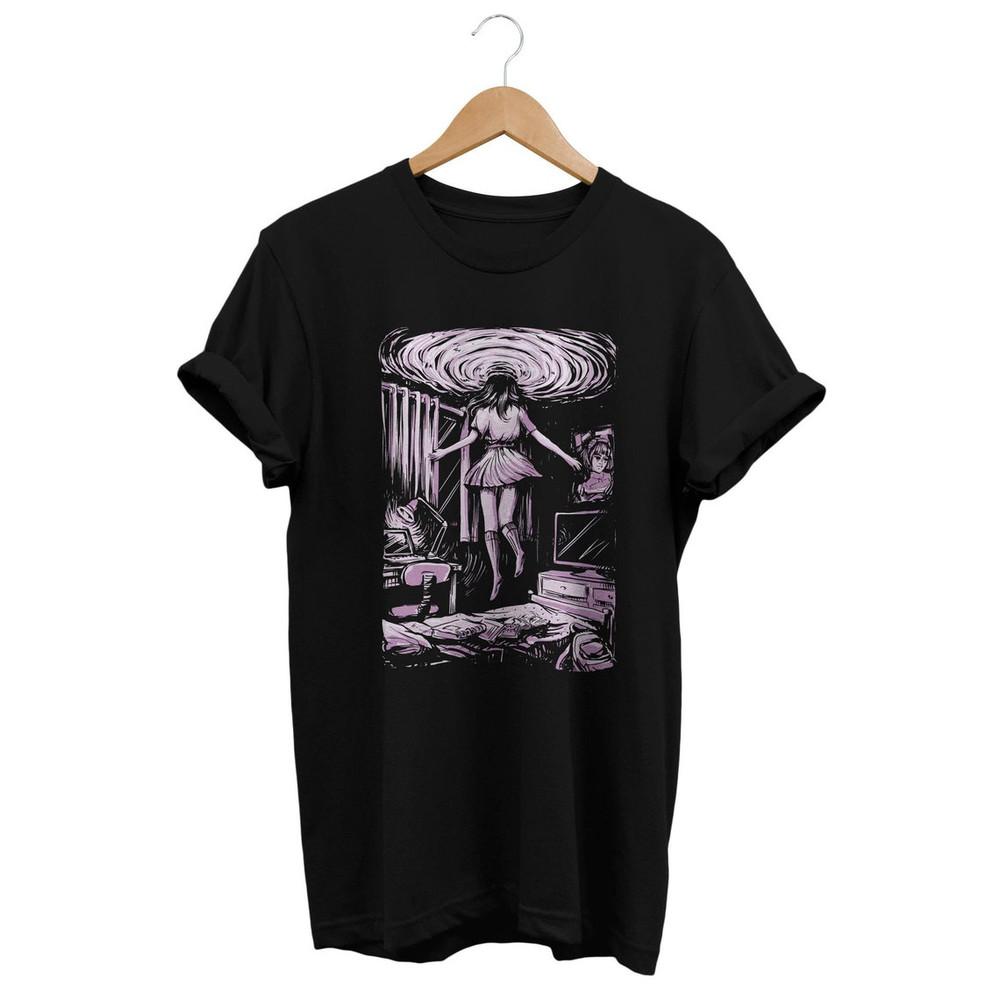 

Urban Outfit, Casual Streetwear, Artsy Clothes, Retro Art Shirt, Space Tee, Girl M