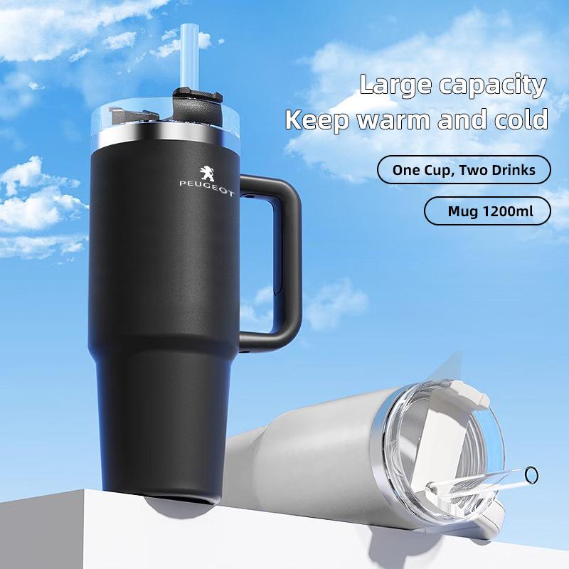 2026 Het Bilklistermärke 1200ML Stor Kapacitet Rostfritt Stål BilLogo Isolerad Mugge För Peugeot 206 307 308 3008 207 208 407 408 5