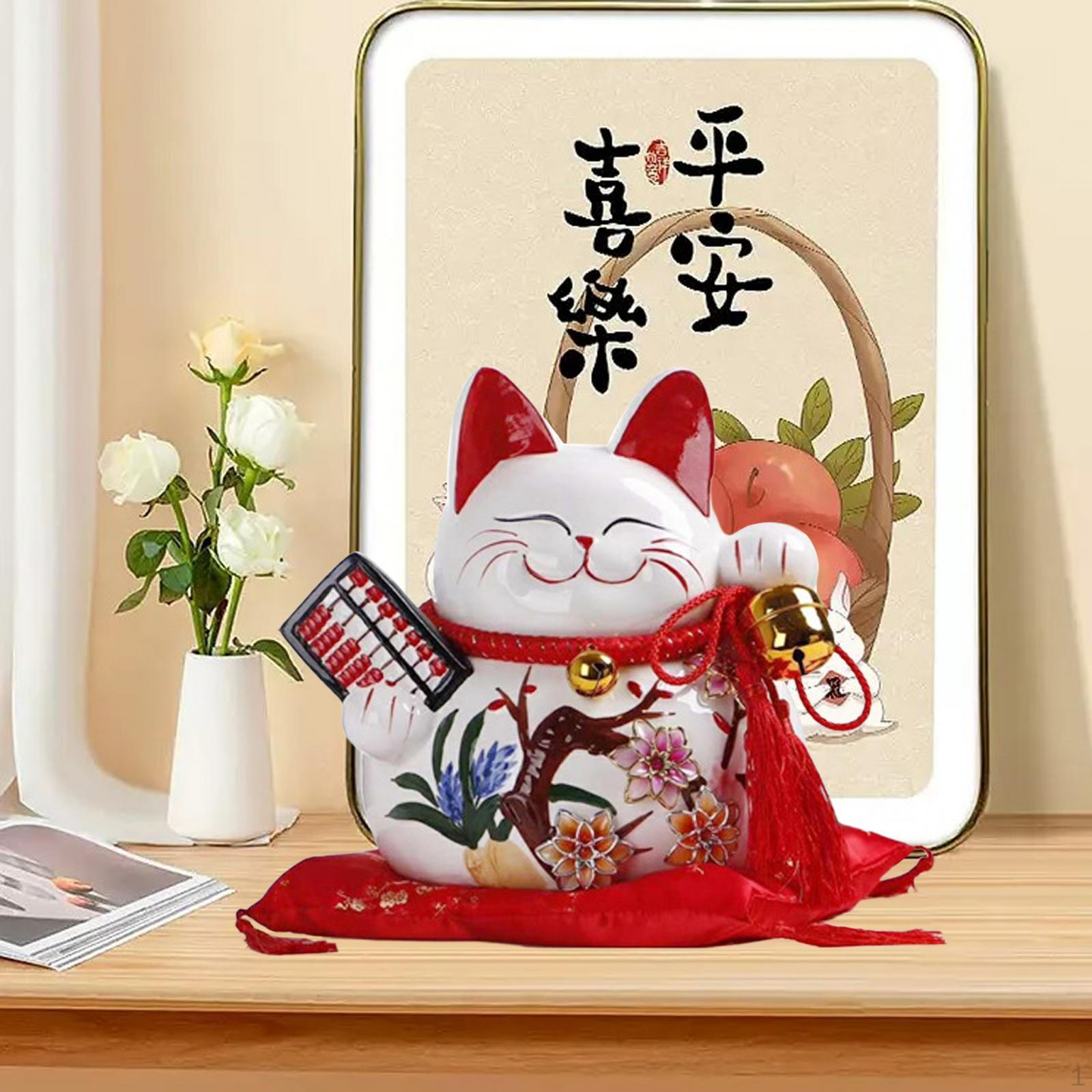 

Lucky Cat Money Bank Figurines Desktop Large Size Saving Pot Jar Feng Shui Decor for