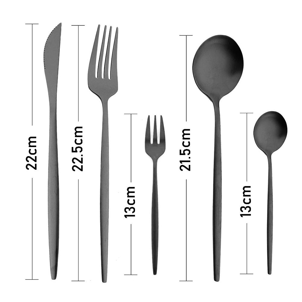 6/30Pcs Matte Black Cutlery Set Stainless Steel Knife Fork Spoon Dinnerware Flatware Kitchen Tableware Set Party Hotel Supply