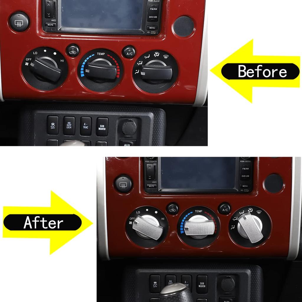 DIYUCAR Car Air Conditioning Knob Button Cover Air Conditioning Knob Button Trim Cover Interior