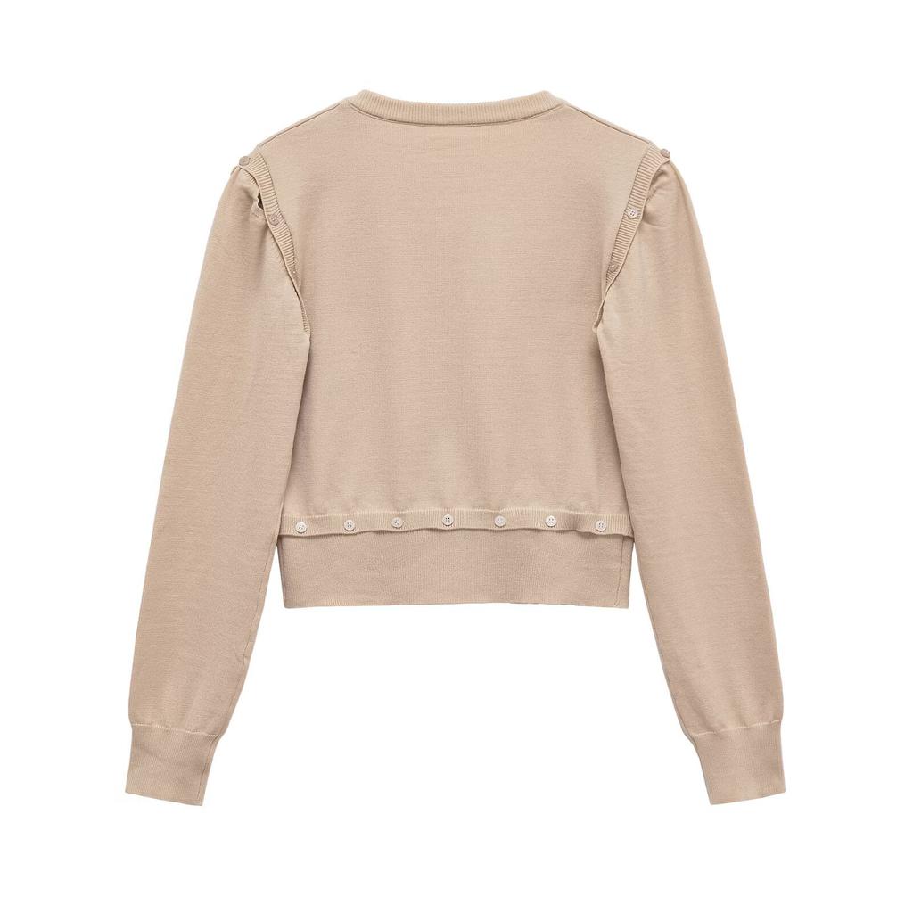 European and American Style New Women's Fashionable Versatile Button Decoration Detachable Long-sleeve V-neck Knit Sweater