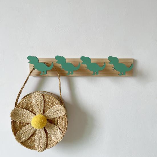 Wall Mounted Storage Hook Strong Load-bearing Dinosaur Shaped Bedroom Entryway Wooden Clothes Hook Coat Hanging Rack