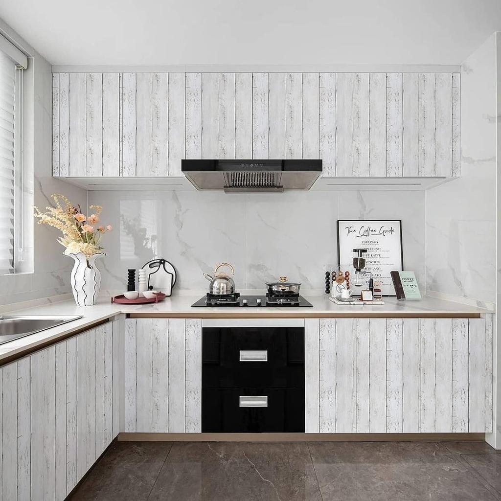 Classic White Gray Wood Paper Self-Adhesive Removable Wood Peel And Stick Wall Cover Decorative Stick For Living Room Ornament