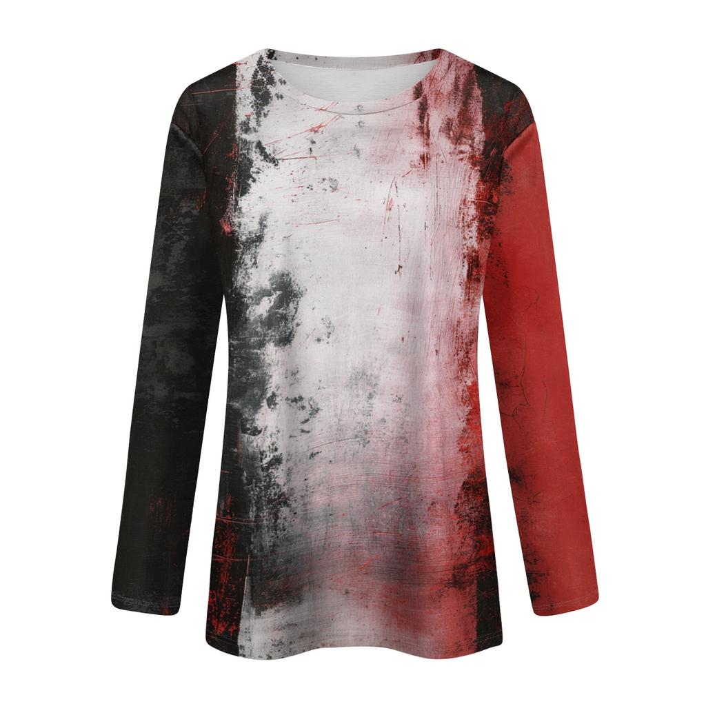 Women's Casual Long Sleeve Pullover Top Halloween Print Round Neck Shirt Lightweight Comfortable Fit for Daily Wear