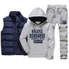 Men's Tracksuits Casual Set 3 Pieces Warm Vest Sweatpants Hoodie Letter Printed Plus Size 5XL Mens Joggers Set Sweat Suits