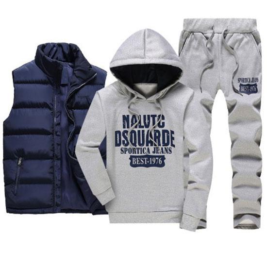 Men's Tracksuits Casual Set 3 Pieces Warm Vest Sweatpants Hoodie Letter Printed Plus Size 5XL Mens Joggers Set Sweat Suits