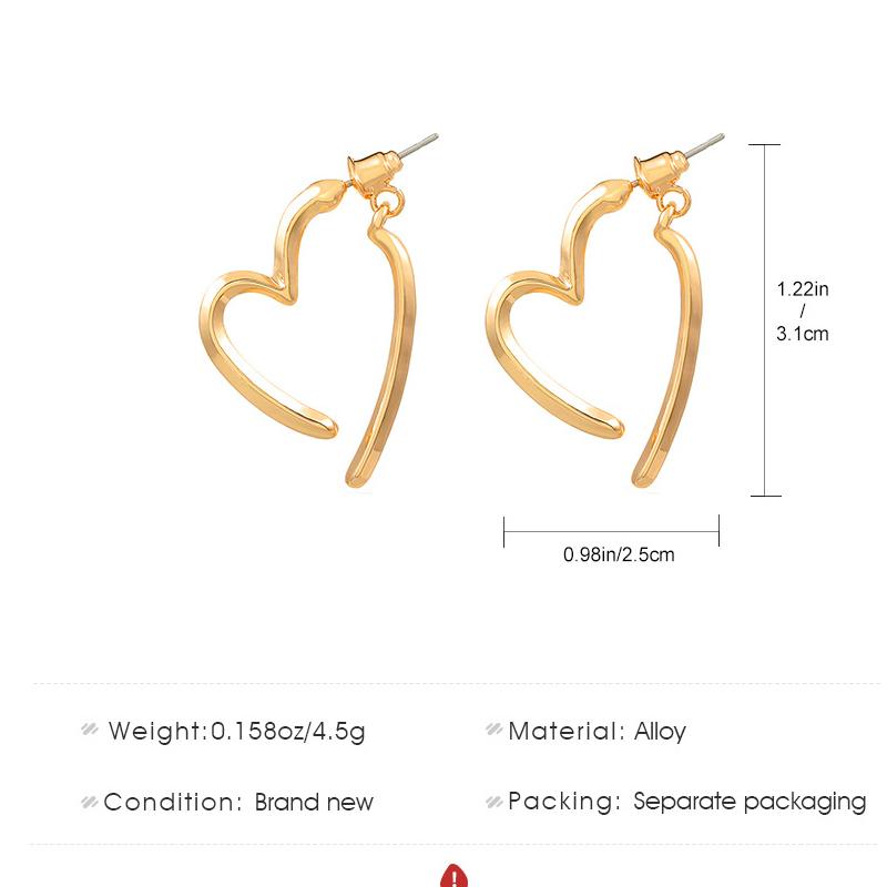 Semplici Orecchini Pendenti a Cuore alla Moda per Donne Ragazze Colore Oro Argento Orecchini in Metallo Liscio Pendenti Gioielli da Matrimonio Regalo