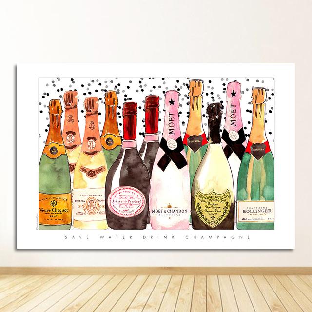 

Стильные фотографии с бутылкой шампанского, настенные художественные модульные холсты, постер, современный для прикроватной тумбочки, домашний декор, принты, живопись, скандинавская тема 21cm×30cm NoFrame