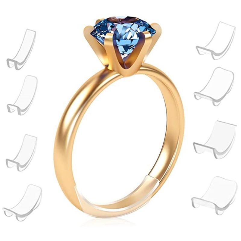 12 Pcs/Set Rings Reducer Ring Sizer Guard Tightener 8 Sizes Silicone Invisible Clear Ring Size Adjuster Resizer Loose