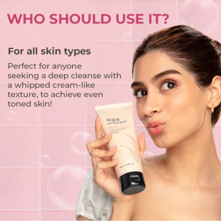 The Face Shop Rice Water Bright Foaming Cleanser 150ml,Facial Cleanser With Ceramide