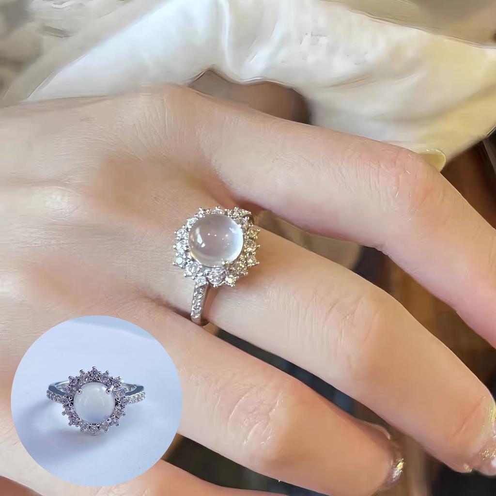 PANJBJ Anello Geometrico in Argento Sterling 925 con Giada di Hotan per Donna Ragazza Regolabile Gioielli Delicati Retrò Regalo di Compleanno Dropshipping