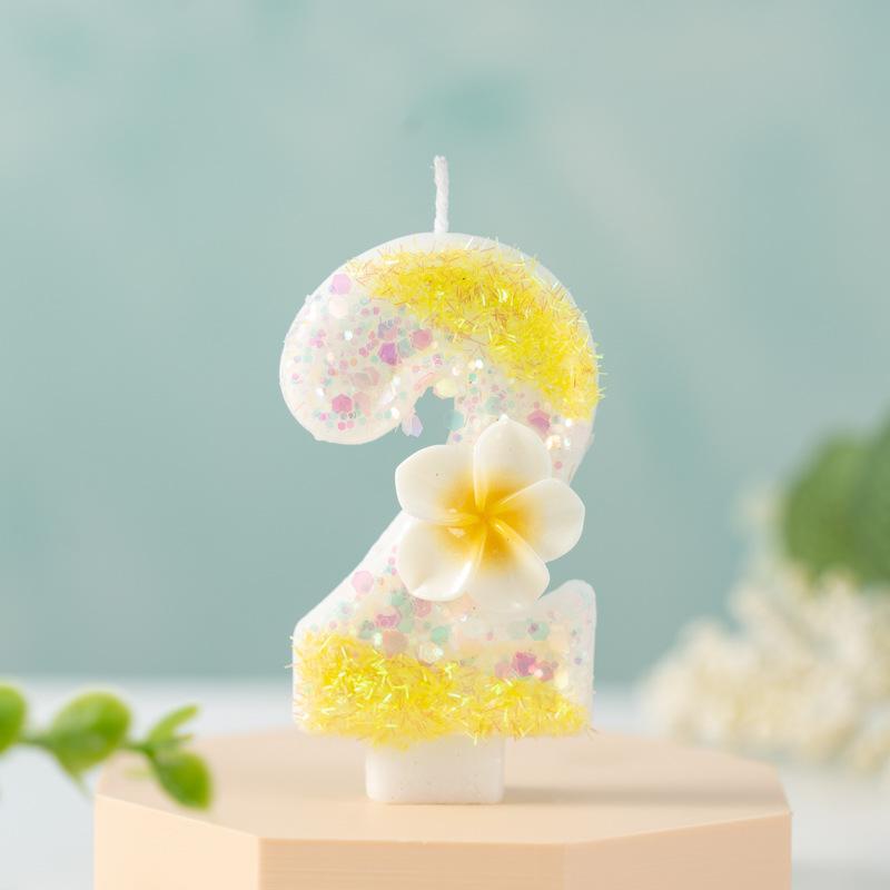 Creative Small Yellow Flower Numbers Birthday Candle Cake Party Decoration First Birthday Celebration