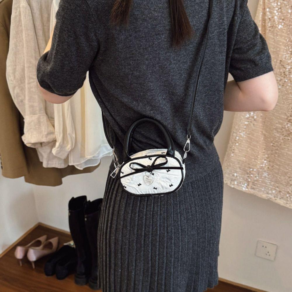Y2K Mini Top-Handle Bag Love Pendant Vintage Handbag Bow Polka Dot Crossbody Bag  Students
