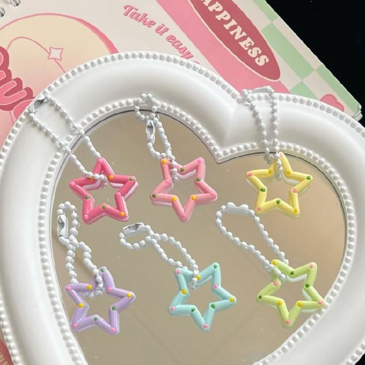 Stylish Adorable Acrylic Star Dot Keychain Fun and Unique Hollow Star Charm
