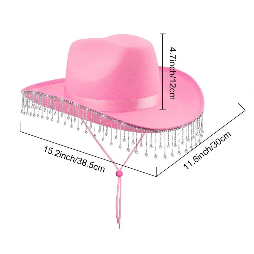 Retro Shiny Western Cowboy Hat Glitter Ethnic Style Cowgirl Hat Sunscreen Wide Brim Top Hat Stage Performance