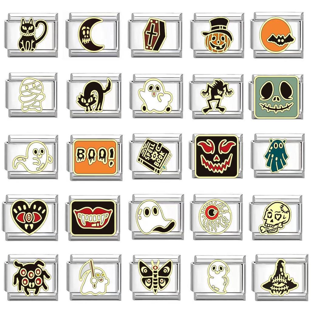 Unisex Gothic Modular Halloween Bracelet - Italian Spliced Titanium Steel Design