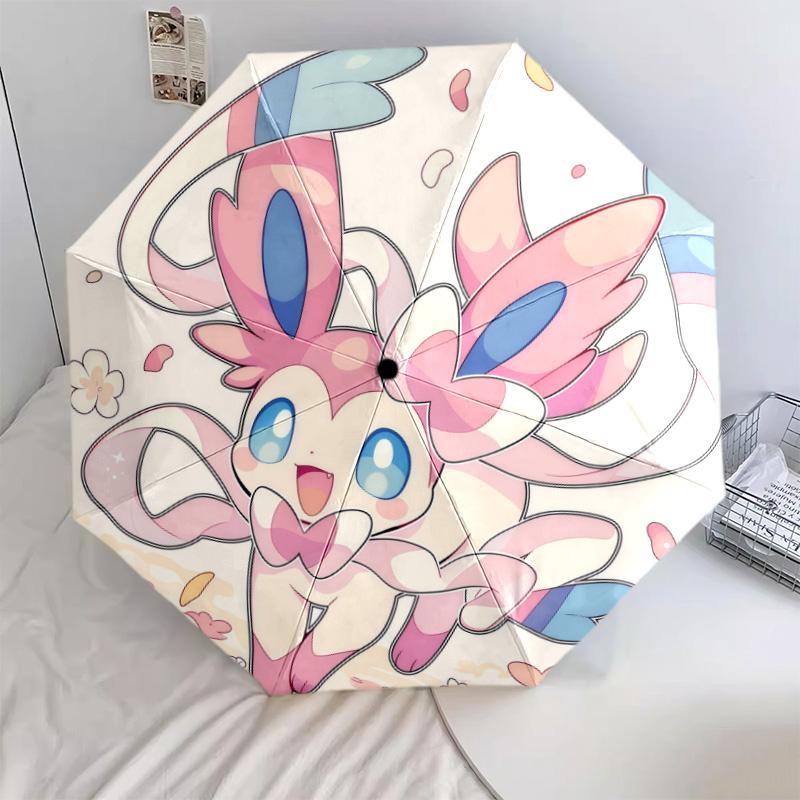 Cute Pokémon 8-Bone Automatic Folding Umbrella, Windproof Compact for Home & Outdoor, Ideal Gift for Fans
