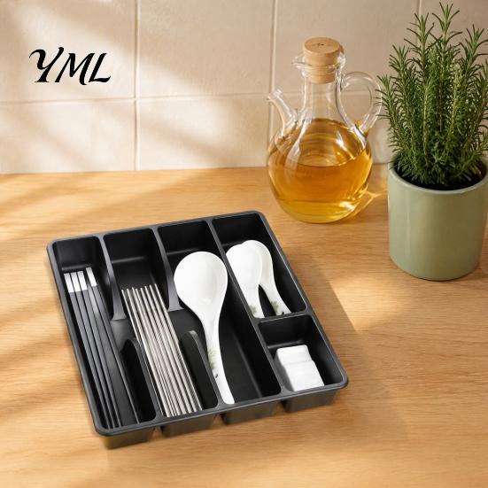Adjustable Kitchen Tray Drawer Cutlery Organizer, Multi-Compartment Plastic Utensil Tray, Space for Drawers Saving Durable Storage Home Organizer