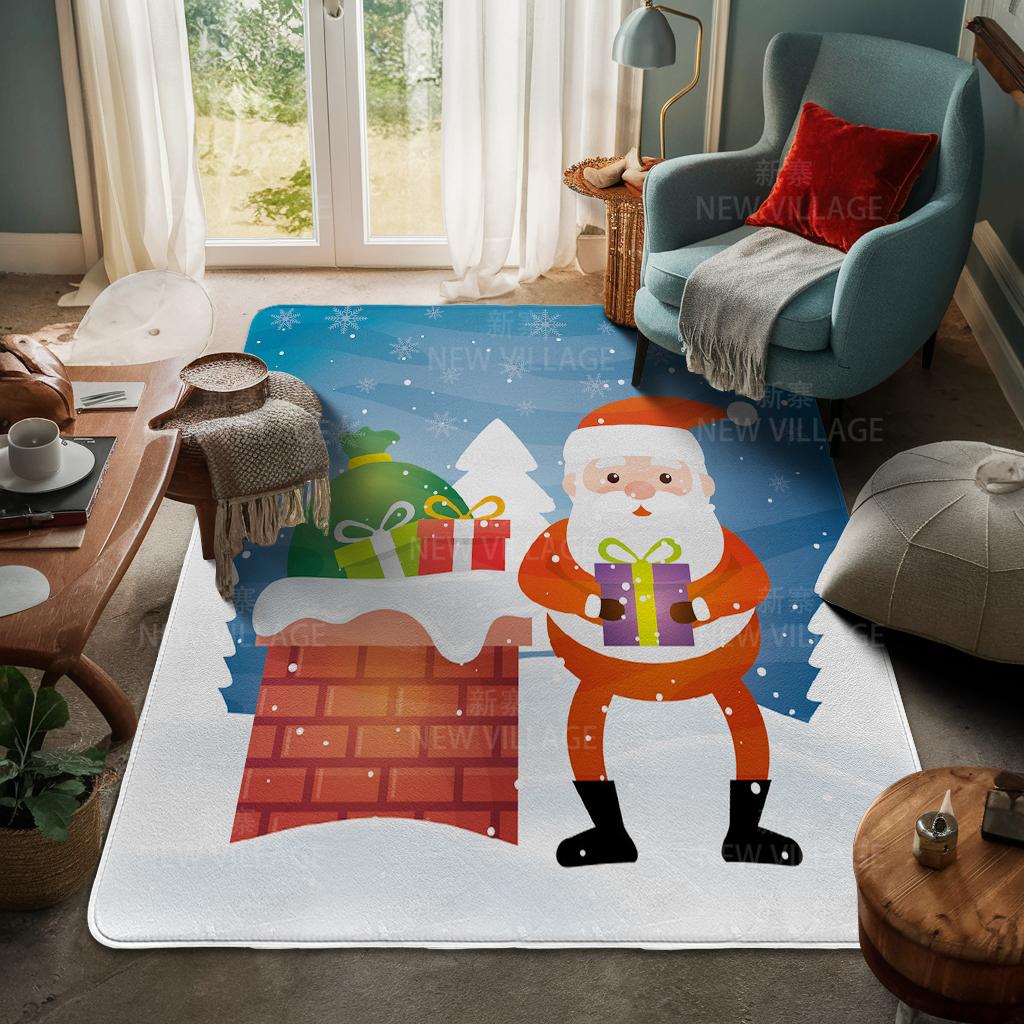 House Entrance Carpet Home Door Mat Living Room Bath Foot Bathroom Non-slip Water Absorption Rugs Bath Merry Christmas Winter