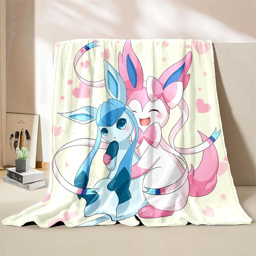 Multiple Sizes Pokemon Cute Sylveon Eevee Flannel Blanket for Home Sofa Office Break Blanket Children Student Kids Luxury Gifts