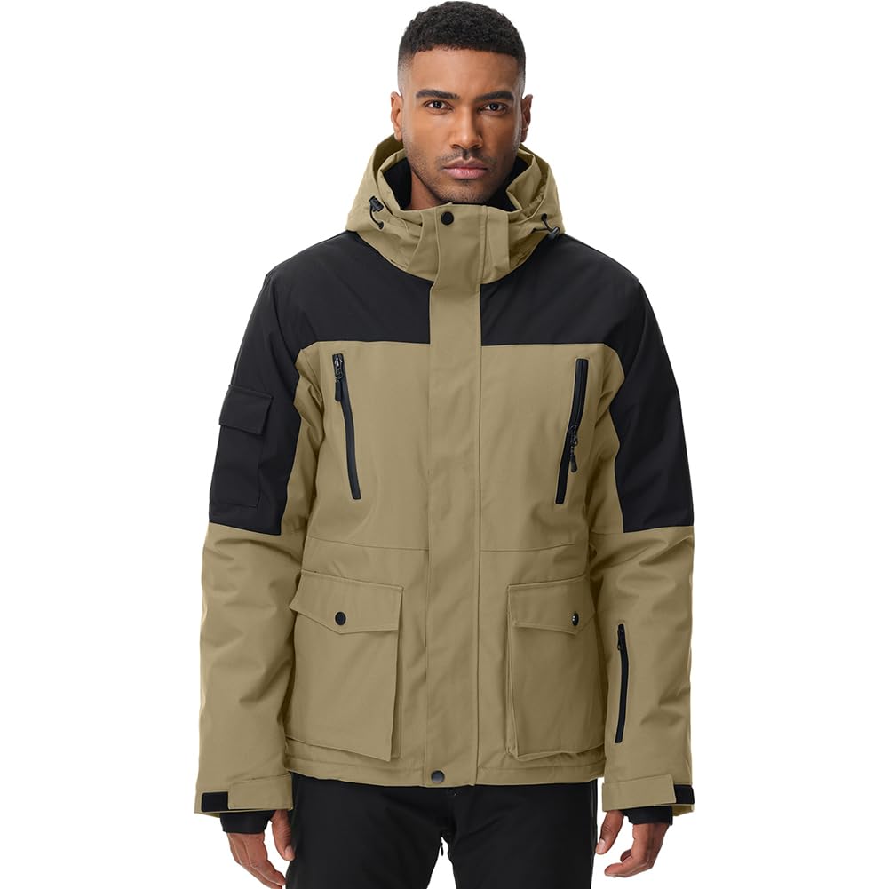 HOTIAN Snowboard and Ski Wear Water Resistant 13 5 Sizes Cold Jacket and Pants Men's Set, (10,000mm), Colors, (M-3XL), Water-Repellent, Weather,