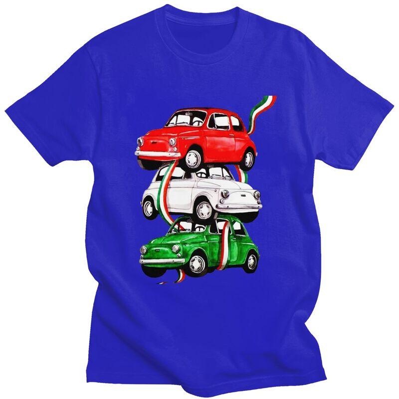Custom Male Vintage Italy Flag Car T Shirt ShortSleeve Cotton Tshirts Tshirt Casual Italian Pride Tees Loose Fit Clothing