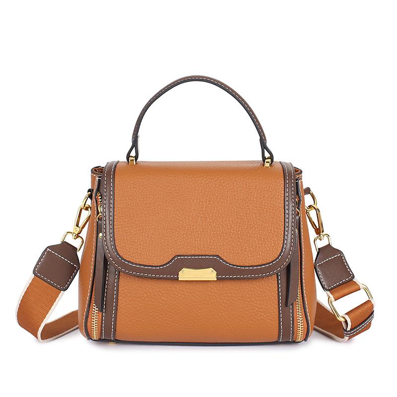 

Crossbody bag women s versatile new shoulder bag temperament bag leather large capacity niche high-end handbag золотисто-коричневый