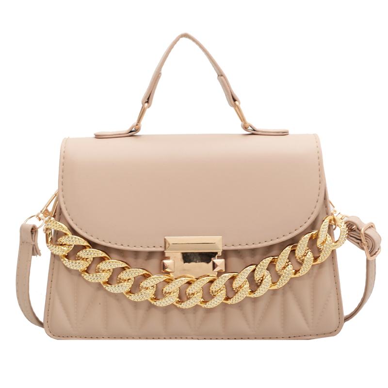 Fashion Leisure Design Women Handbag PU Solid Color Lady Shoulder Bag Chain Decoration Female Crossbody Bag For Outings Commute