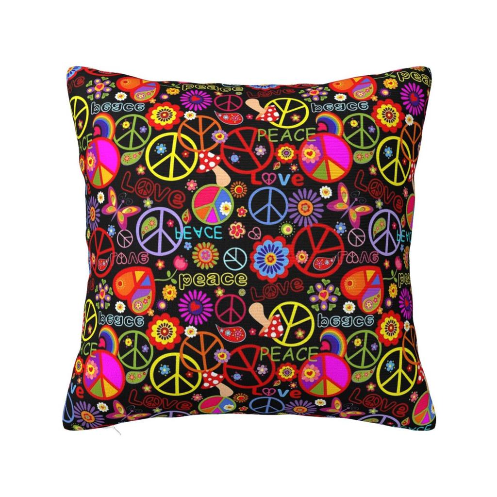 Frieden Blume Liebe Muster Kissenbezug Polyester Kissenhülle Dekorativ Geheimnisvoll Kissenbezug Abdeckung Zuhause Reißverschluss 4040cm