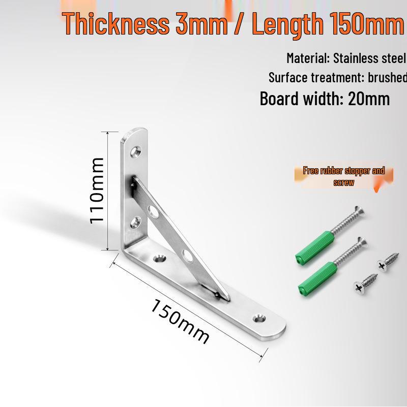 Sturdy Stainless Steel Triangle Wall-Mount Shelf Bracket