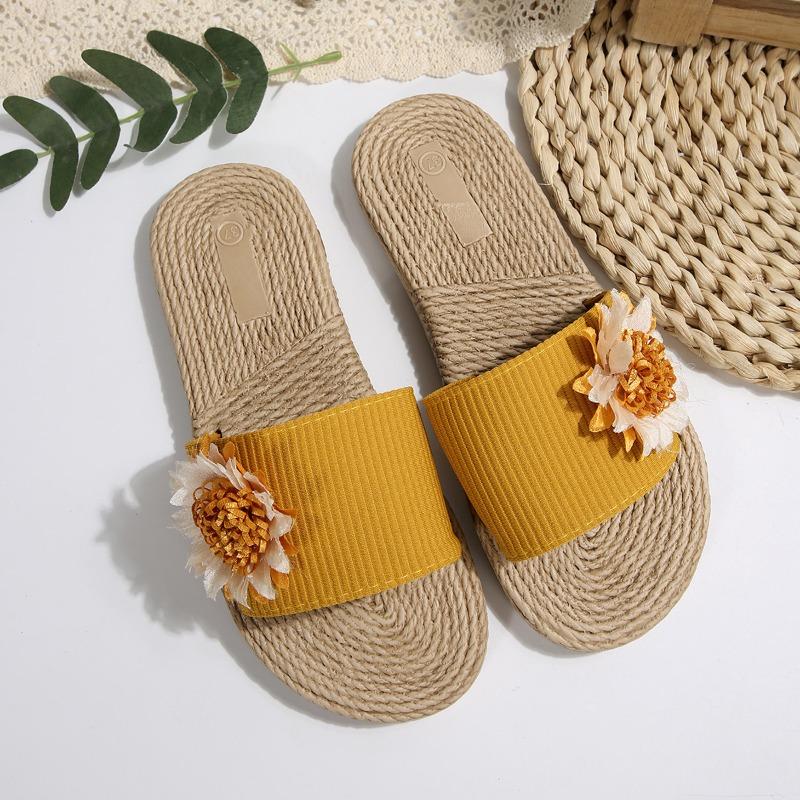 

Шлепанцы-флипы с цветком, женские летние, новые, для отпуска, универсальные, модные, на мягкой подошве, нескользящие, пляжная обувь 42 жёлтый