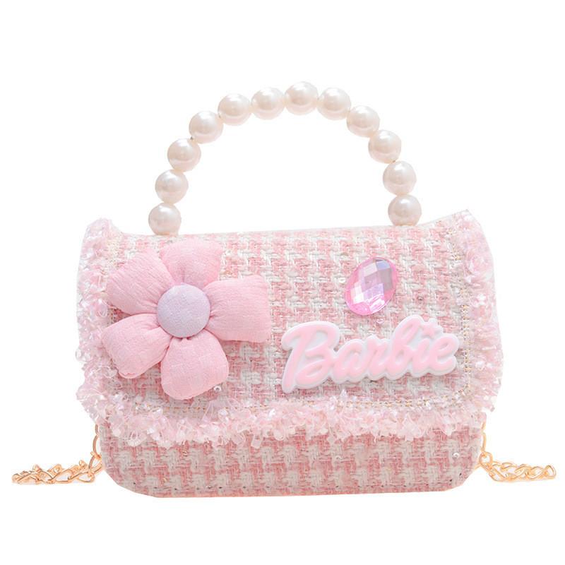 Kids Chain Shoulder Crossbody Bag With Flower And Artificial Pearl Design Handle