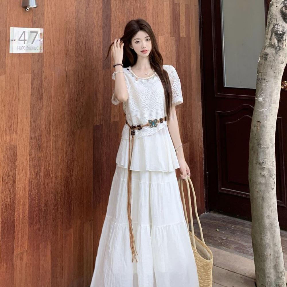 Women's Bohemian Knit Cardigan & A-line Skirt Set - Summer 2026 Collection