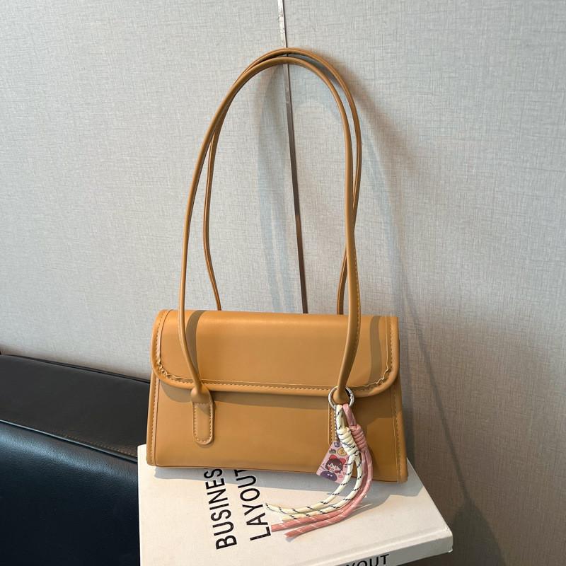 Pu Handbag Stylish Shoulder Bag With Solid Color Design For Casual Street