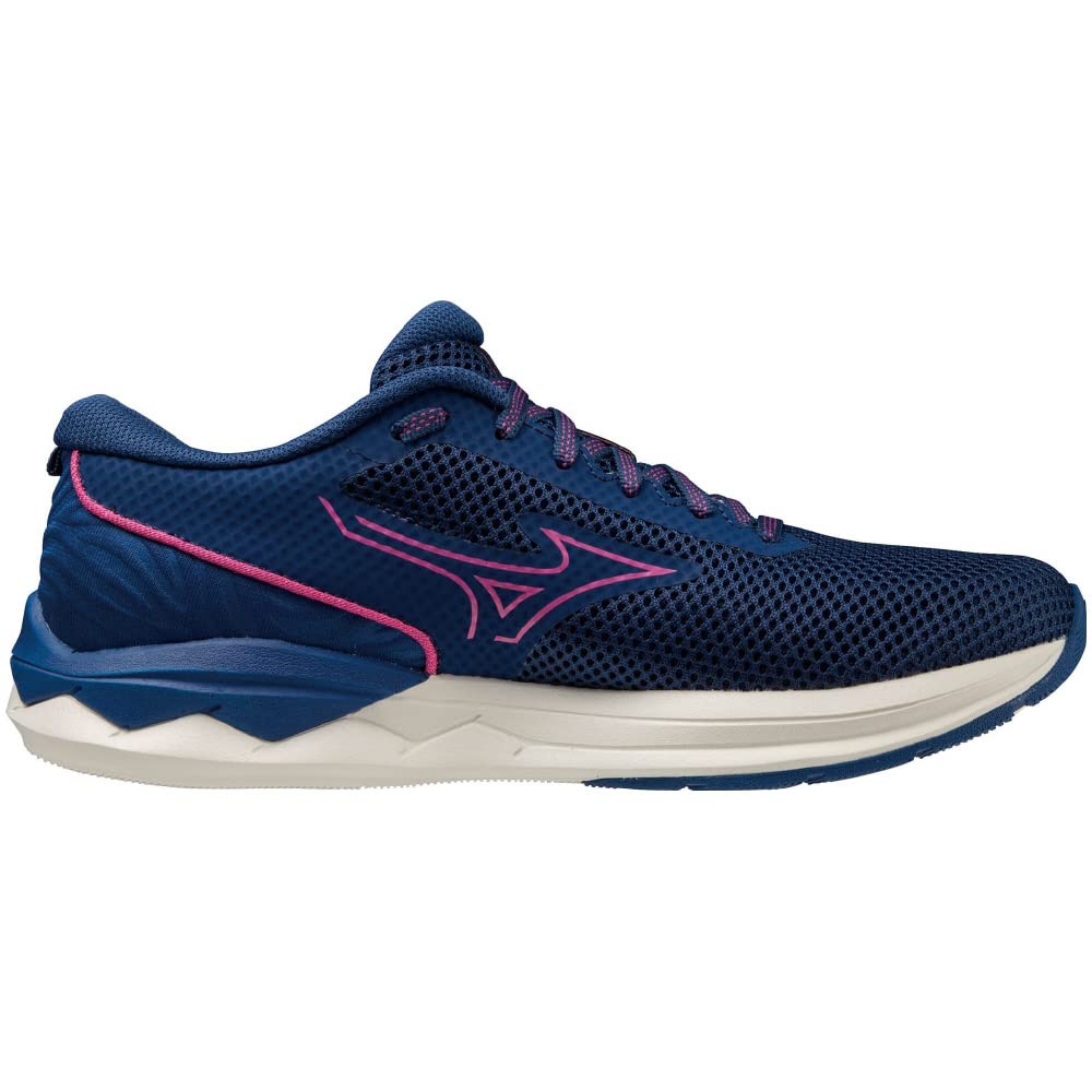 Mizuno Wave Revolt 3 Running Navy X Pink X 3E Shoes, Jogging, Marathon, Training, Sports, Lightweight, Resilient, Wide, Women's, Gray, 23.0 Cm,
