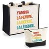 Duo Set Tote Bag and Pouch - PLANETEE - Yamina Goddess Legend Vintage - Jute & Cotton - 33x42 Cm - HD DTF Print