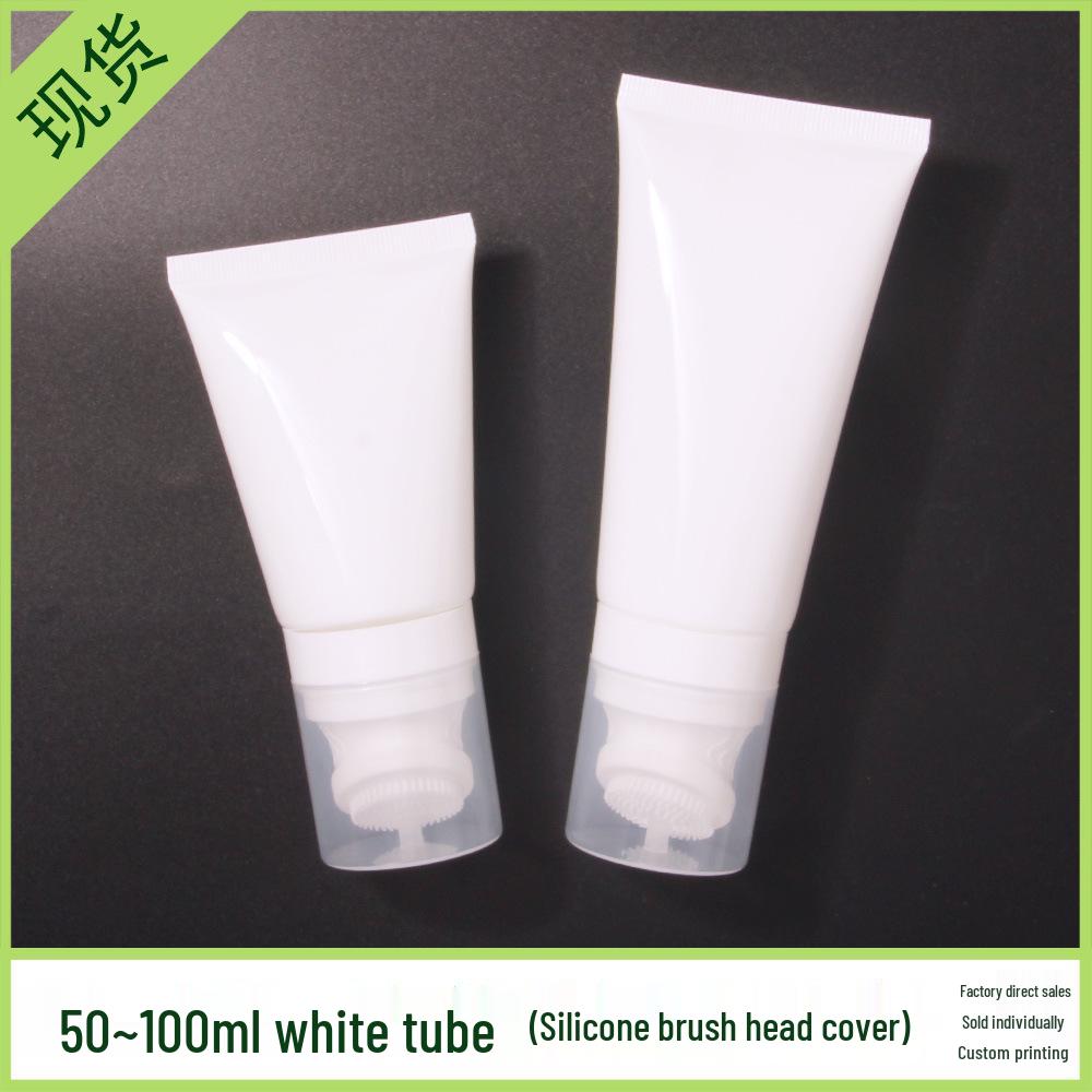 50/80/100ml White PE Soft Tube with Silicone Brush Head for Skincare Facial Cleanser