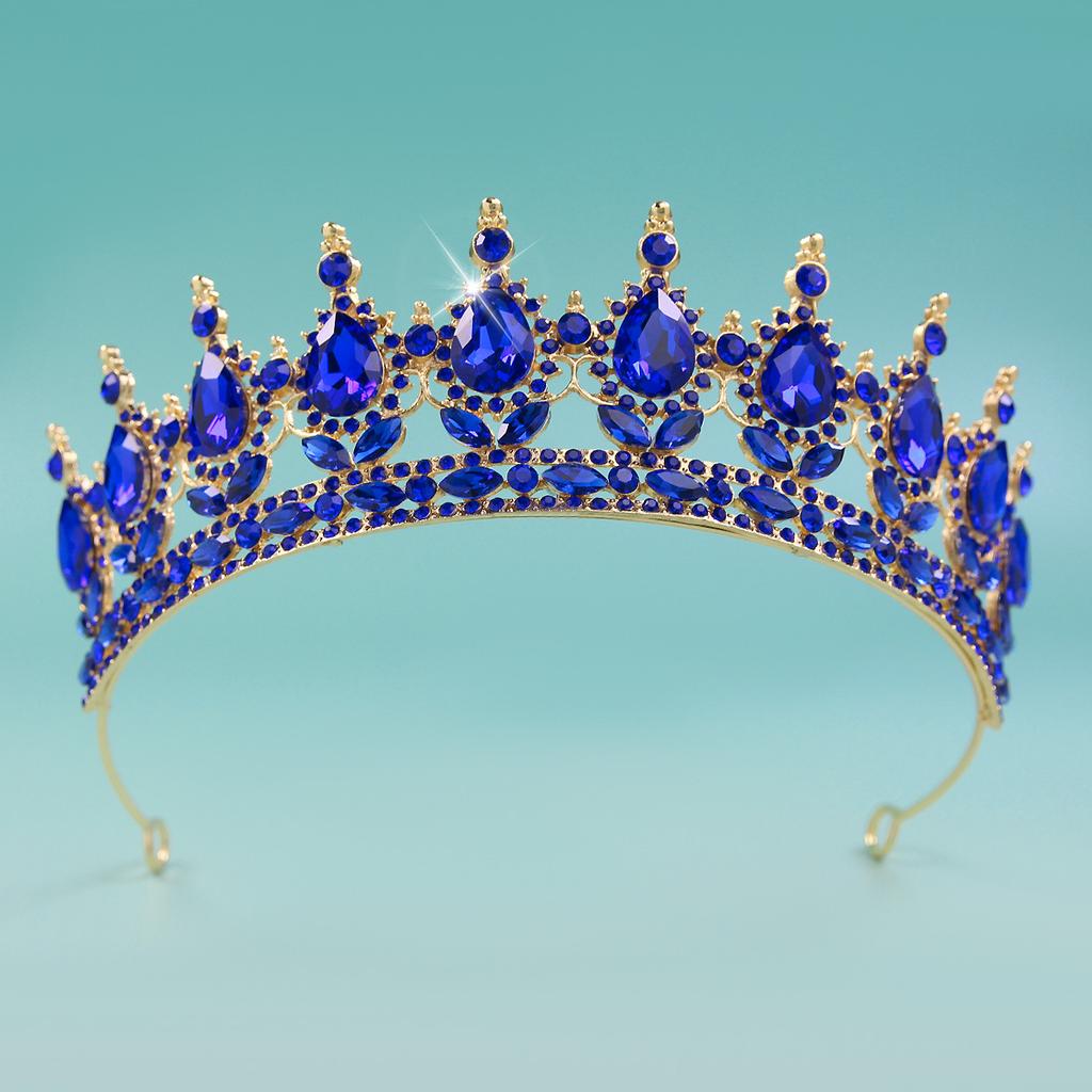 DIEZI 8 Colors Baroque Luxury AB Rhinestone Crystal Tiara For Women Wedding Party Elegant Bridal Bride Crown Hair Accessories