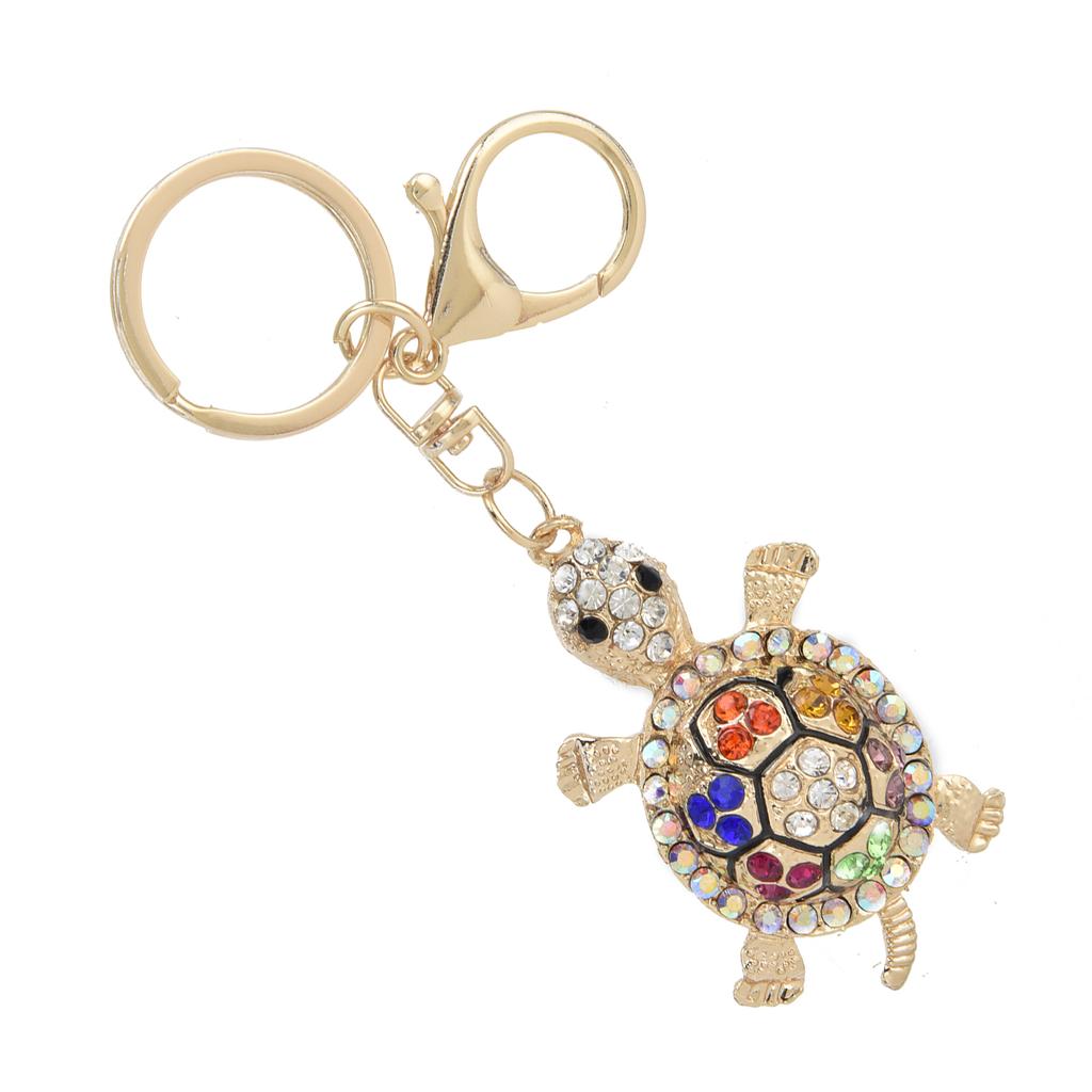 Cute Keychain Elegant Style Durable Tortoise Design Bright Colors Pendant for Car KeysWhite