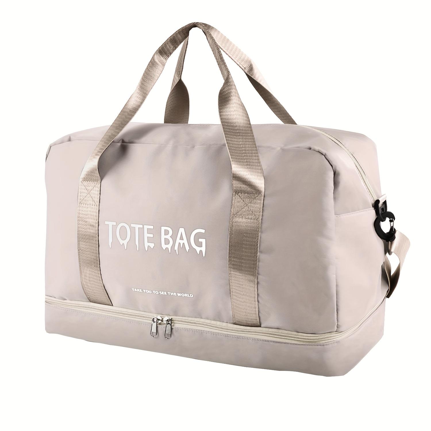 

Дорожная сумка большой вместимости - Легкий нейлон, Разделение на сухое/мокрое, Идеально подходит для спорта, отпусков и командировок на короткие расстояния, Багаж для путешествий бежевый