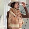 New Chidori Letter Jacquard Scarf Women's Winter Korean Style White Collar Versatile Thickened Scarf Imitation Cashmere Warm Shawl